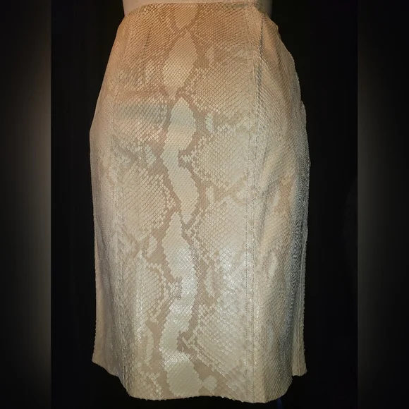 Ralph Lauren Black label natural tan cream 100% python snakeskin skirt 10 - Picture 8 of 13